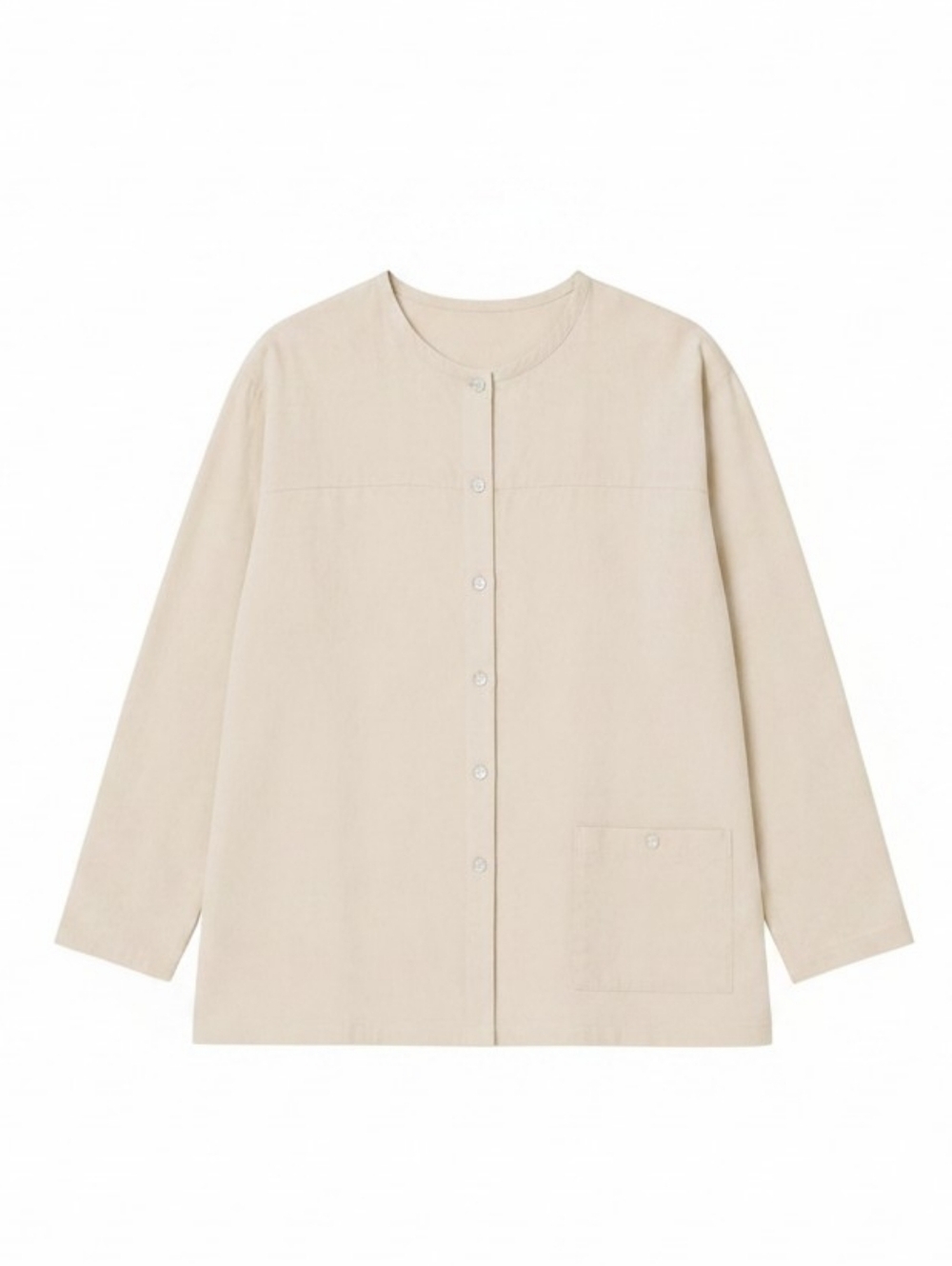 Silkland Beige neutral Quiet Luxury silk/ linen Button-Up tunic plus size sz 3X